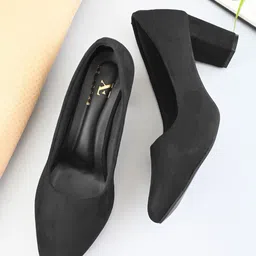 XE Looks Women Synthetic Leather Pointed Toe Block Pumps-27