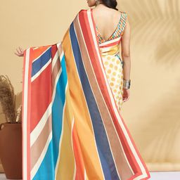 RACHNA Striped Block Print Saree image 2