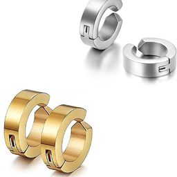 shobhram Set Of 2 Stainless Steel Contemporary Hoop Earrings-15