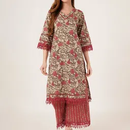KALINI Women Floral Printed Regular Pure Cotton Kurta with Palazzos-image-28