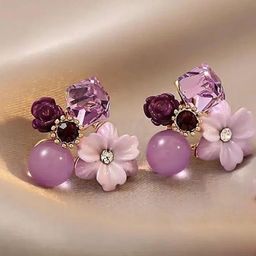Celestria Floral Crystals Studded Studs-29