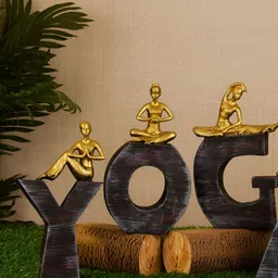 Vrinban International Black & Gold Toned 4 Pieces Yoga Figurine Showpiece-picture-31