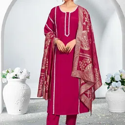 BulBul Women Regular Thread Work Pure Silk Kurta with Palazzos & With Dupatta-picture-16