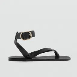 MANGO Leather One Toe Flats-image-74