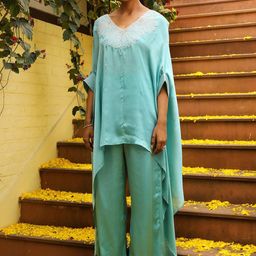 AJIESH OBEROI Embroidered Tunic & Palazzos Co-Ord Set-image-74