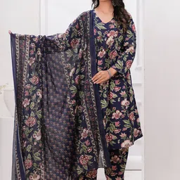 VASUPRADA Women Floral Printed Regular Pure Cotton Kurta with Palazzos & With Dupatta-10