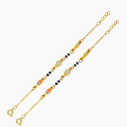 SWASHAA Kids Set Of 2 18K Gold-Plated Artificial Beaded Sugar Bliss Charm Bracelets-75