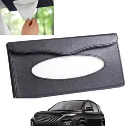 Black Leatherite Rectangle Shape Fancy Design Tissue Dispencer For Car-46 Vehicle Tissue Dispenser-11