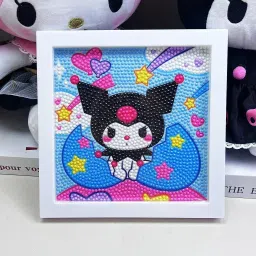 Cute 5D Diamond Art Kit Kids DIY Painting Set Wooden Frame-picture-13