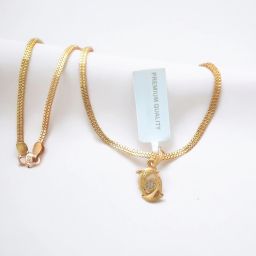 FISH DUAL GOLD STUD PENADNT WITH CHAIN Gold-plated Brass Pendant Set-image-52
