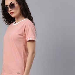 roadster Women Solid Round Neck Pure Cotton Pink T-Shirt-picture-8