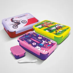 Air tight 6 Compartment Combo of 3 with spoon for Office School Collage Use 3 Containers Lunch Box-7