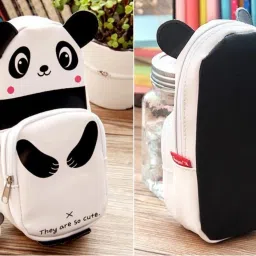 Super Large Capacity Pencil Case White Panda Pouch New Art Artificial Leather Pencil Box-39