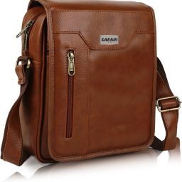 Tan Men Sling Bag Vegan Leather sling bag for men-image-84