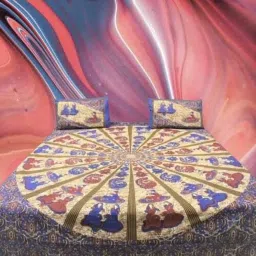 144 TC Cotton Double Jaipuri Prints Flat Bedsheet-image-34