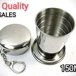 Steel Cup Folding Collapsible Portable Pocket Water Cup with Keychain Glass Water/Juice Glass-24