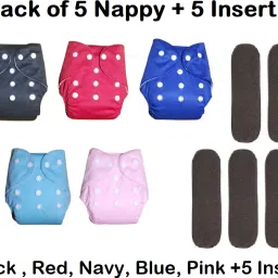 Washable & Waterproof Nappy 5+5 Inserts Combo Size Adjustable For 0-30 Months.-6