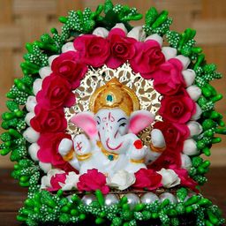 eCraftIndia Green & White Ganesha Showpiece-55
