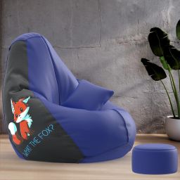 XXXL PatternPuff Bag With Free Cushion and Puffy , What The Fox-Blue Teardrop Bean BagWith Bean Filling-image-25