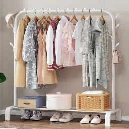 1 Door 2 Shelf Open Coat clothes hanger stand PP PC Collapsible Wardrobe-73
