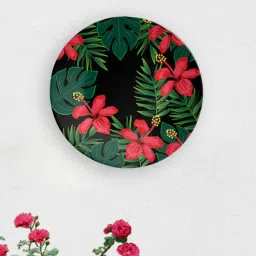 quirk india Black Ceramic Black Dash Of Flower Decorative Wall Plate-picture-8