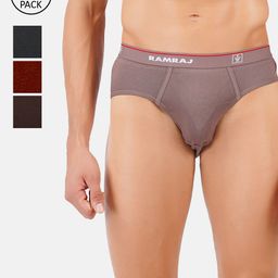 Ramraj Men Pack Of 4 Assorted Pure Cotton Basic Briefs-21