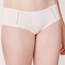 La Vie en Rose Women White Solid Cotton Hipster Briefs-image-84