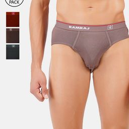 Ramraj  Men Pack Of 4 Assorted Solid  Cotton Basic Briefs-13