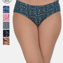 Leading Lady Women Pack Of 6 Printed Pure Cotton Hipster Briefs-picture-39