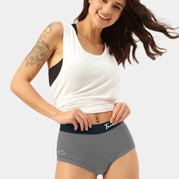 FREECULTR Women Grey Anti Microbial Ultra Soft Cult Waistband Boxer Briefs-26