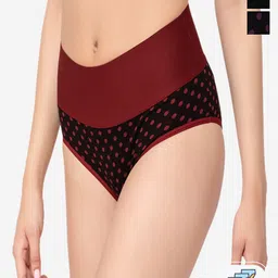 In Care Pack of 3 Geometric Printed Pure Cotton Mid-Rise Hipster Briefs-image-19