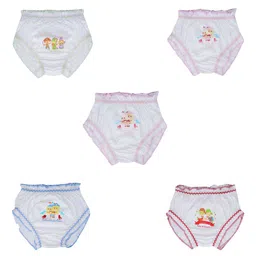 YELLOWDELIGHTInfants Girls Pack Of 5 Printed Cotton Briefs YD 706 Nitty (g) white panti-39
