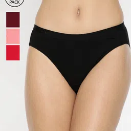 LYRA Women Pack Of 4 Assorted Solid Cotton Bikini Briefs-image-7