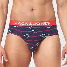 Jack & Jones Men Navy Blue & Red Printed Cotton Basic Briefs 116794801-NAVY PEONY-picture-43