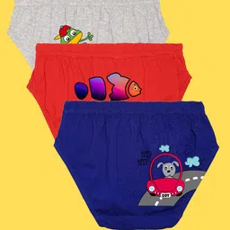 NUSYL Boys Pack of 3 Grey, Red, Royal Blue Printed Briefs-image-82