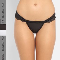 N-Gal Women Pack Of 2 Self-Design Thong Briefs-image-42