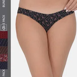 Leading Lady Women Pack Of 6 Printed Pure Cotton Low Rise Bikini Briefs BKN-5006-5007-6-image-64
