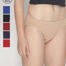 LYRA Women Pack Of 6 Assorted Solid Cotton Bikini Briefs-image-46