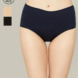 Ginger by Lifestyle Women Black & Beige Cotton Pack Of 3 Printed Cotton Briefs-picture-15