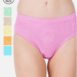 PRIDE APPAREL Women Pack of 6 Pure Cotton Self-Design Hipster Briefs EMB-06-80-image-71
