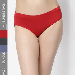 Prag & Co Women Pack Of 3 Anti Bacterial Cotton Hipster Briefs-image-67