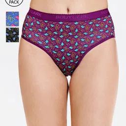 Bodycare Women Pack Of 3 Printed Hipster Briefs-image-3