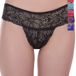 new blue eyes Pack Of 6 Self Design Mid Rise G-String Thong Briefs NBE-0241-Combo-S-57