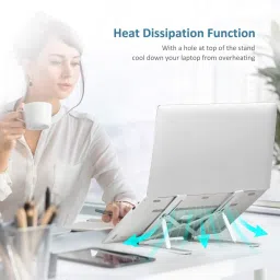MARCRAZY Universal Laptop/Tablet Stand - Portable Aluminium Foldable Universal Stand Support Adjustable Notebook Holder Tablet Base Heat Ventilation - Home & Office Use Laptop Stand image 3
