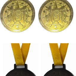 Medals for School Competition Sports Event 2(G+B) No. 2inch Yellow Strip Medal-image-60