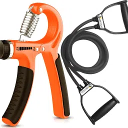 Combo of 2 -Double Toning Tube,R Hand Grip Hand Exerciser. Resistance Tube-16