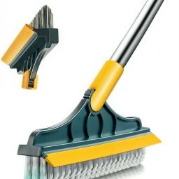 2-in-1 Bathroom Toilet Cleaning Brush with Wiper Long Handle 120° Rotate with Holder-image-13