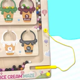 braintastic 4 in 1 Montessori Magnetic Color and Number Maze Board Puzzle Toy Icecream Maze image 2