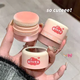GEGE BEAR Cream Blush Soft & Blendable | Includes Puff & Mirror | Korean Beauty-0