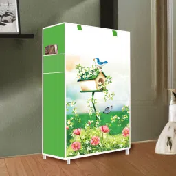 flipkart perfect homes studio 4 Shelf House Tree Printed PP Collapsible Wardrobe image 2